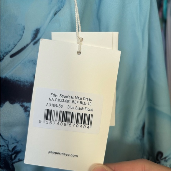 Peppermayo Strapless Blue Floral Dress - Picture 6 of 8